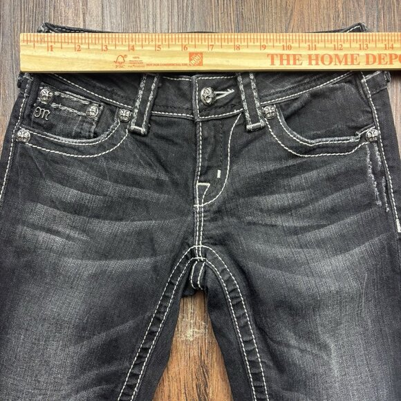 Miss Me Boot Jeans Rhinestone Flap Pockets Black Women’s Size 26 - Picture 6 of 11